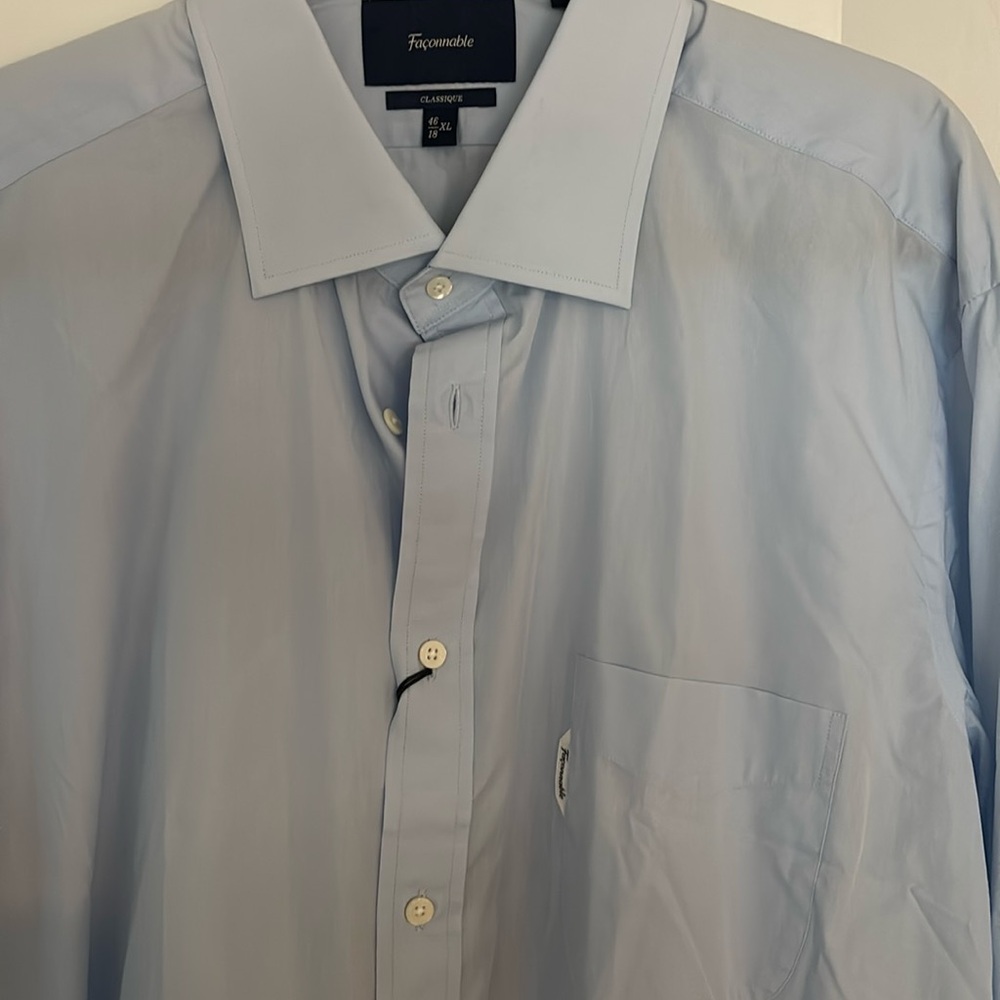Men’s Blue Faconnable Dress shirt Classique - Sz 46 18 XL - NWT